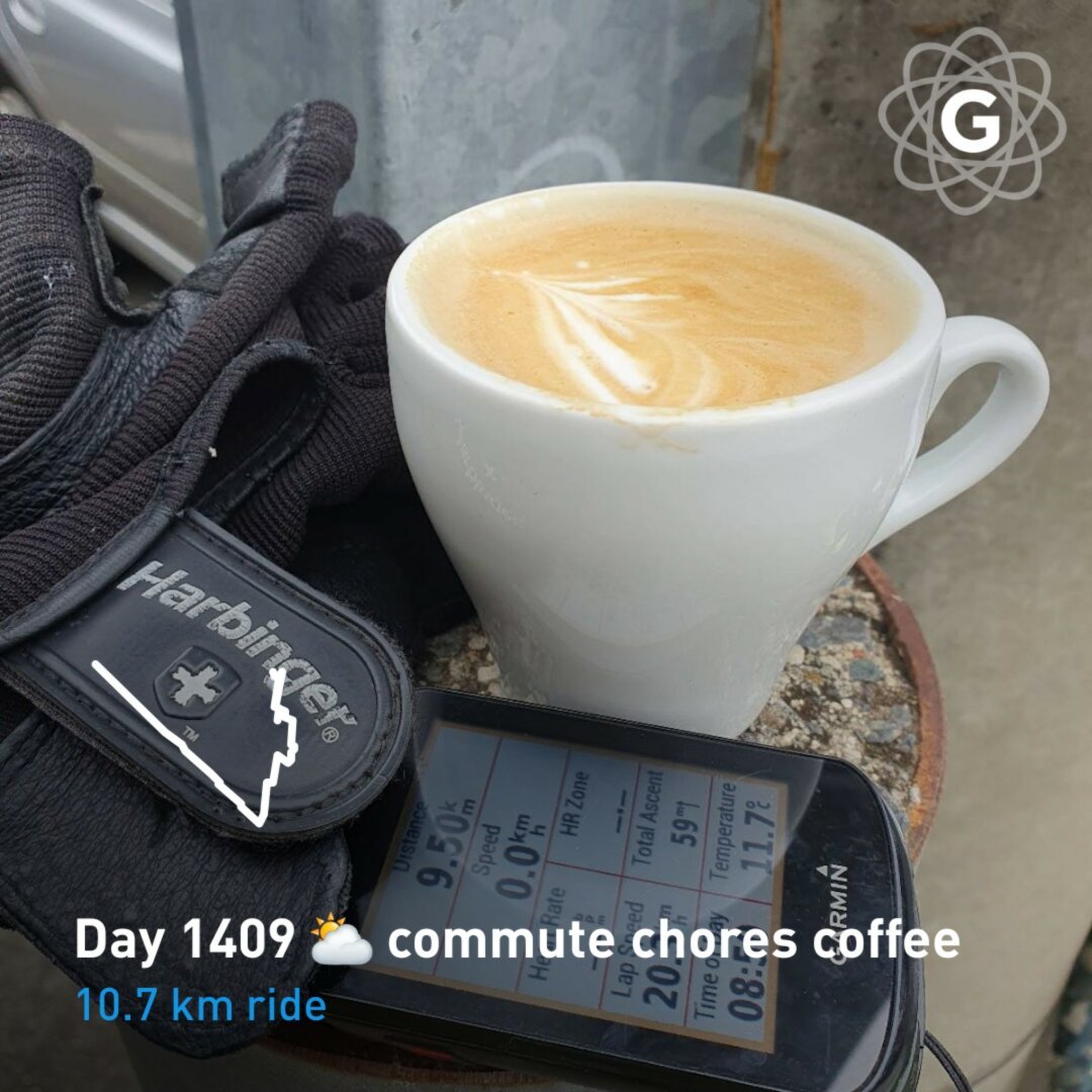 Day 1409 ⛅ commute chores coffee